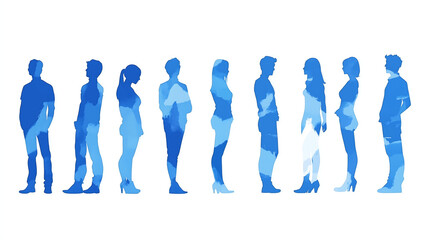 Professional silhouette illustration with a modern and stylish effect.  A group of people standing together.