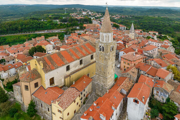 Obraz premium Aerial view of the picturesque historic town of Buje, Istria region, Croatia
