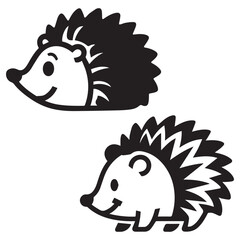 illustration of hedgehog set on white