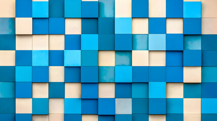 Intricate Mosaic Of Light And Dark Blue Squares On A Textured Beige Background Forming A Pixelated Abstract Design Ideal For Modern Backgrounds