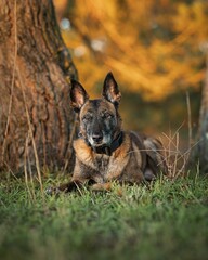 Belgian Malinois in a golden setting