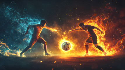 High stakes soccer duel captivating fans with fiery brilliance image. Fiery Brilliance. Illustration
