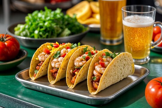 Shrimp tacos mexican food seafood recipe crunchy shell spicy salsa fresh ingredients cilantro gourmet cuisine delicious dish flavorful meal street food tex mex authentic cooking homemade preparation