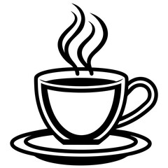 Coffee Cup Icon Vector | Line Art Sign | White Background Illustration | Clipart & Cartoon, Coffee cup icon vector in line art style, perfect for branding, clipart, and minimalist design.