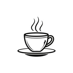 Coffee Cup Icon Vector | Line Art Sign | White Background Illustration | Clipart & Cartoon, Coffee cup icon vector in line art style, perfect for branding, clipart, and minimalist design.