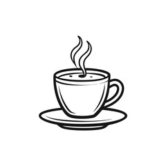 Coffee Cup Icon Vector | Line Art Sign | White Background Illustration | Clipart & Cartoon, Coffee cup icon vector in line art style, perfect for branding, clipart, and minimalist design.
