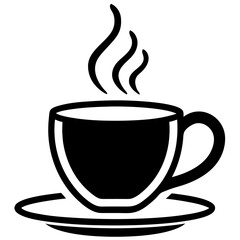 Coffee Cup Icon Vector | Line Art Sign | White Background Illustration | Clipart & Cartoon, Coffee cup icon vector in line art style, perfect for branding, clipart, and minimalist design.