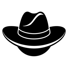 Country Western Cowboy Leather Hat, Texas Sheriff Hat Silhouette Vector Clipart Design, Texas Sheriff Hat silhouette vector design perfect for country western-themed graphics.