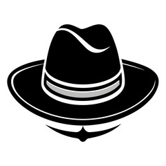 Country Western Cowboy Leather Hat, Texas Sheriff Hat Silhouette Vector Clipart Design, Texas Sheriff Hat silhouette vector design perfect for country western-themed graphics.