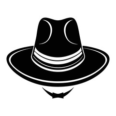 Country Western Cowboy Leather Hat, Texas Sheriff Hat Silhouette Vector Clipart Design, Texas Sheriff Hat silhouette vector design perfect for country western-themed graphics.