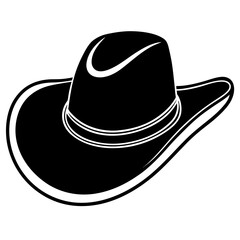 Country Western Cowboy Leather Hat, Texas Sheriff Hat Silhouette Vector Clipart Design, Texas Sheriff Hat silhouette vector design perfect for country western-themed graphics.