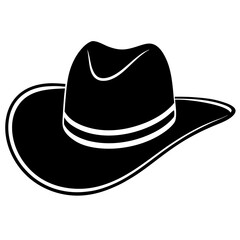 Country Western Cowboy Leather Hat, Texas Sheriff Hat Silhouette Vector Clipart Design, Texas Sheriff Hat silhouette vector design perfect for country western-themed graphics.