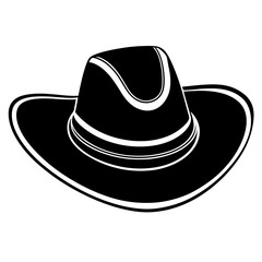 Country Western Cowboy Leather Hat, Texas Sheriff Hat Silhouette Vector Clipart Design, Texas Sheriff Hat silhouette vector design perfect for country western-themed graphics.
