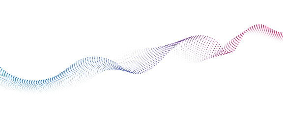 Flowing Dot Wave halftone gradient pattern on transparent background	