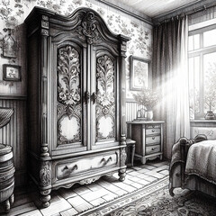 Fototapeta premium vintage room interior with vintage furniture
