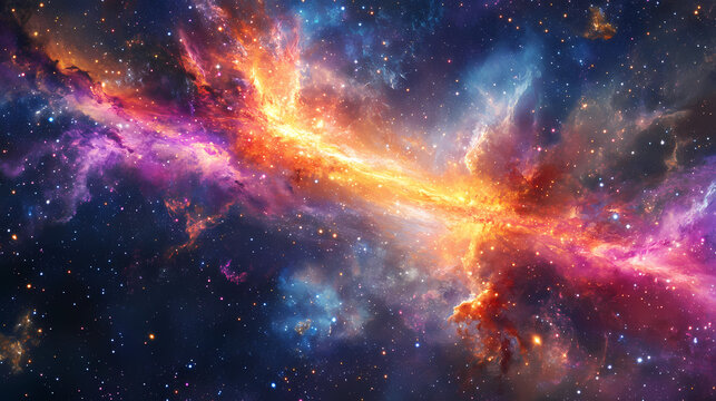 Cosmic explosion: a fiery spectacle of stellar creation and destruction in the vast universe. witness the breathtaking brilliance of a supernova's radiant energy. Fiery Brilliance. Illustration