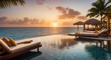 Sunset serenity: Lounging by the oceanfront infinity pool offers tranquil relaxation and breathtaking views.