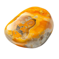 A Polished Piece of Yellow Jasper with Smooth Texture Isolated on Transparent Background