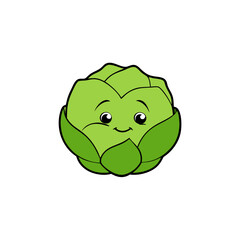 Brussels Sprout Vector Illustration - Cartoons, Clipart, Line Art Design, Brussels sprout vector illustration, cartoon, clipart, and line art design with white background