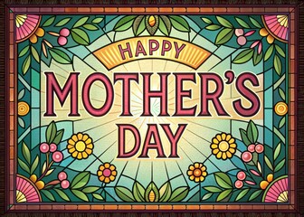 Vintage Stained Glass Mother's Day Design