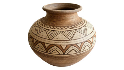 Rustic clay vase or pot with a smooth earthy texture and natural tones perfect for pottery illustrations, home d&eacute;cor branding, and handmade craft designs on transparent background PNG