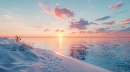Peaceful Sunset Beach Winter Scene