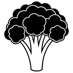 Broccoli Vector Silhouette Illustration - Clipart, Line Art, and Cartoon Design, Vector Broccoli silhouette design for clipart, cartoons, line art, and digital products
