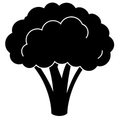 Broccoli Vector Silhouette Illustration - Clipart, Line Art, and Cartoon Design, Vector Broccoli silhouette design for clipart, cartoons, line art, and digital products