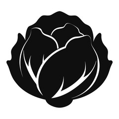 Vector Cabbage Silhouette Illustration with White Background – Clipart, Cartoon, Line Art, Fresh vector cabbage silhouette design perfect for food and nature-themed graphics.