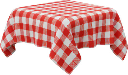 Obraz premium Red and White Checkered Gingham Tablecloth on Square Table Picnic Restaurant Kitchen Decor