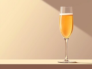 A Bellini Cocktail in a champagne flute on a monochromatic background