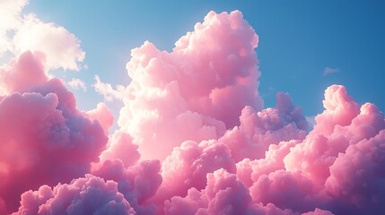 Pink Fluffy Clouds Dreamy Sky Background