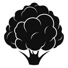 Cauliflower Vector Silhouette with White Background - Cartoon Clipart & Line Art Design, Cauliflower vector silhouette with white background, ideal for digital product designs