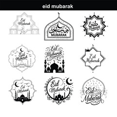 Eid mubarak calligraphy ramadhan design Eid mubarak with Islamic calligraphy, Eid al fitr the Arabic calligraphy means Happy eid. Vector illustration