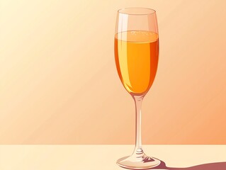 A Bellini Cocktail in a champagne flute on a monochromatic background