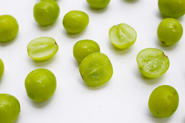 Shine muscat grape on white background.