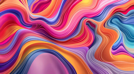 Fototapeta premium Abstract Colorful Swirls Art: Vibrant Fluid Painting Background, Modern Artistic Design, Pink, Orange, Blue, and Purple Waves Texture