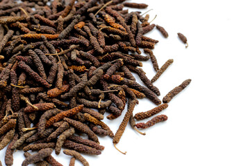 Dried long pepper or Indian long pepper
