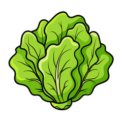 Vector Lettuce Silhouette with White Background – Clipart, Cartoon & Line Art Design, Fresh vector lettuce silhouette design on white background for digital use
