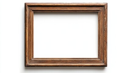 Antique Gold Brown Classic Old Vintage Wooden Rectangle mockup canvas frame isolated on white