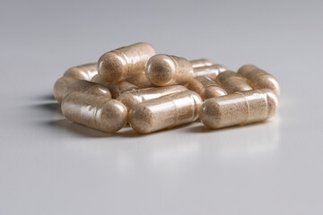 Lion's Mane mushroom for memory and nerve support on white background.