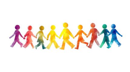 Colorful Paper Cutouts of Diverse People Holding Hands Together