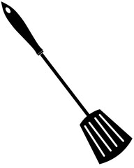 silhouette of slotted spatula with transparent background