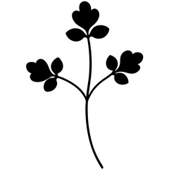 Vector Silhouette of Watercress on White Background - Clipart, Line Art, Cartoons, Vector illustration of watercress silhouette with white background, perfect for designs