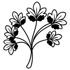 Vector Silhouette of Watercress on White Background - Clipart, Line Art, Cartoons, Vector illustration of watercress silhouette with white background, perfect for designs