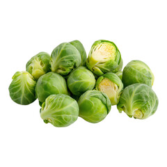 Fototapeta premium Pile of fresh brussels sprouts on transparent background