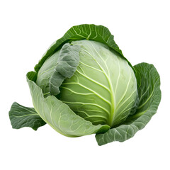 Obraz premium Fresh green cabbage isolated on transparent background, perfect for healthy recipes