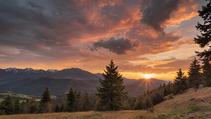 Fototapeta premium sunset in the mountains