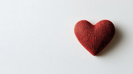 Fototapeta premium Red Heart Fabric Texture Minimalist Background