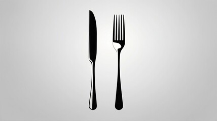 Elegant Cutlery Silhouettes Knife and Fork on a Neutral Background for Culinary Design